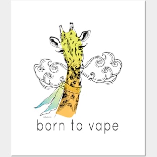 Vaping | Born to Vape - Vaping Giraffe Watercolor Posters and Art